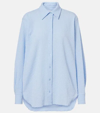 Hunza G Resort Oversized Seersucker Shirt In Blue