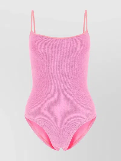 HUNZA G RIBBED HIGH-CUT SCOOP NECK SWIMSUIT