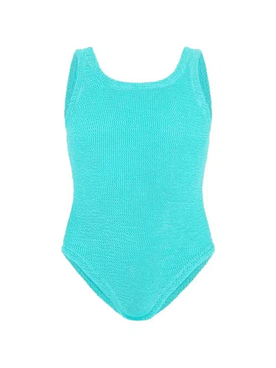 Hunza G Kids' Ribbed Swimsuit In Blue