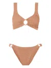 Hunza G Ring-detail Plunge-neck Bikini In Brown