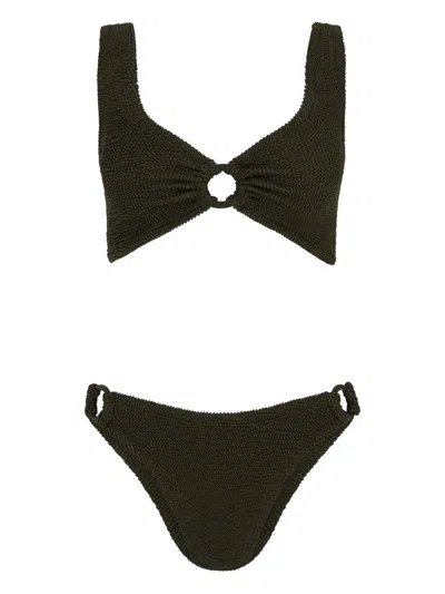 Hunza G Ring-detail Plunge-neck Bikini In Green