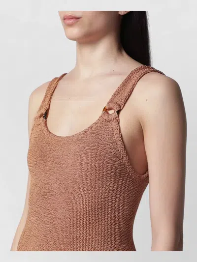 Hunza G Ring Strap Scoop Neck Textured Swimsuit