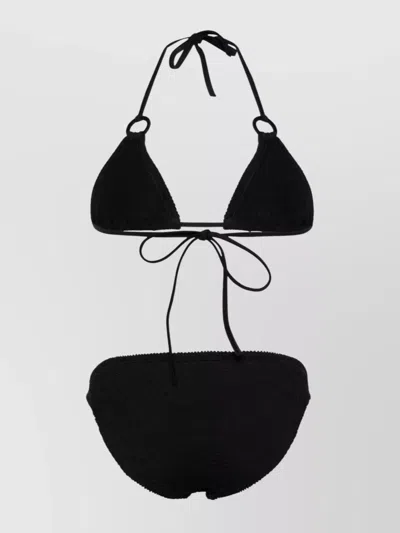 Hunza G Rings Detail Halter Neck Bikini Set In Black