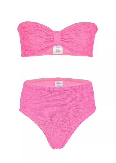 Hunza G Ruby Bikini In Candy Pink | Bow Bandeau &amp; High Waist
