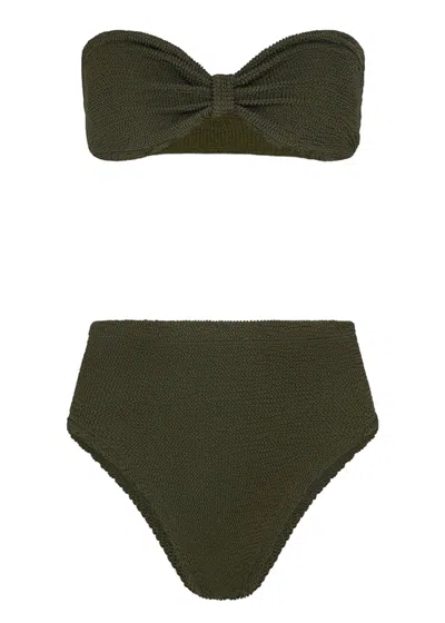 Hunza G Ruby Bikini Metallic Khaki In Black