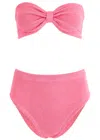 Hunza G Ruby Seersucker Bandeau Bikini In Pink
