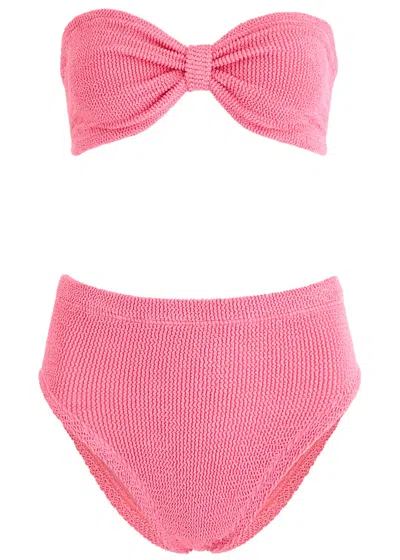 Hunza G Ruby Seersucker Bandeau Bikini In Pink