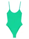 Hunza G Green One-piece Swimsuit With Squared Neckline In Ribbed Stretch Polyamide Woman