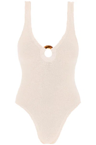 Hunza G Ruched V-neck One-piece Swimsuit For Women In Neutral