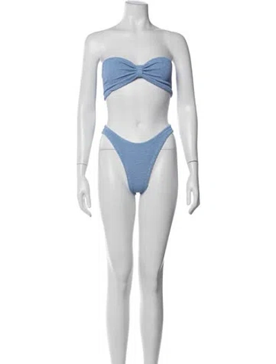 Pre-owned Hunza G Ruffle Embellishment Bikini W/ Tags In Blue