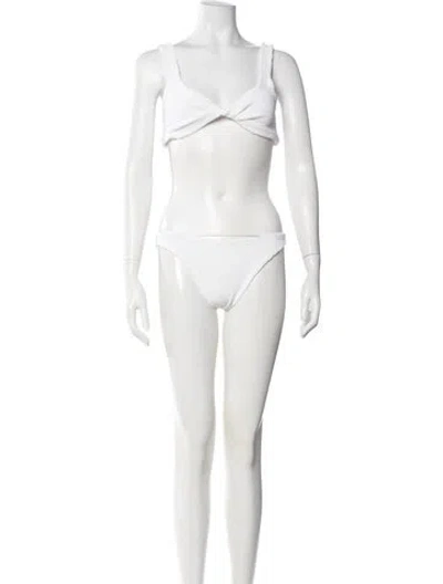 Pre-owned Hunza G Ruffle Embellishment Bikini In White