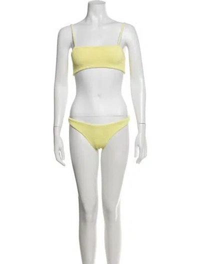 Pre-owned Hunza G Ruffle Embellishment Bikini In Yellow