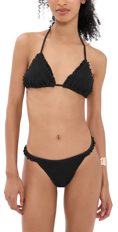 Hunza G Ruffle Tie Bikini Black
