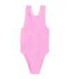 Hunza G Ruffle-trim Cross-back Lara Swimsuit In Pink