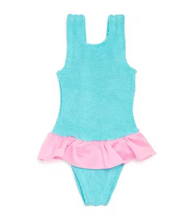 Hunza G Kids' Ruffle-trim Denise Swimsuit In Blue