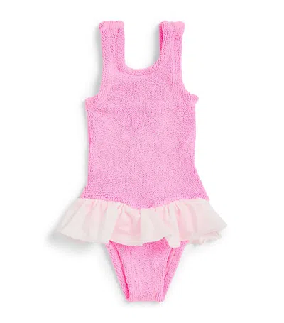 Hunza G Kids' Denise连体泳衣 In Pink