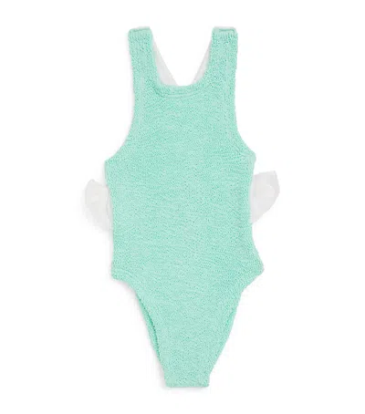 Hunza G Kids' Ruffle-trim Lara Swimsuit In Green
