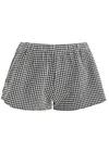 Hunza G Seersucker Gingham Elastic Waistband Shorts