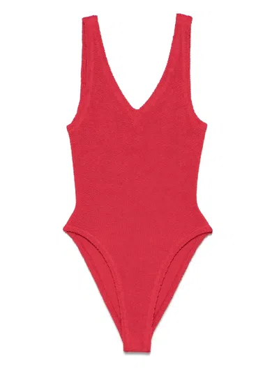 Hunza G Sadie Crinkle Swimsuit In Red