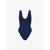 Hunza G Womens Navy Sadie Scoop-neck Crinkle-textured Swimsuit