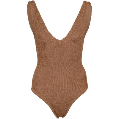 Hunza G Sadie Swim Metallic Cocoa In Brown