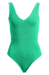 Hunza G Womens Emerald Sadie Scoop-neck Crinkle-textured Swimsuit