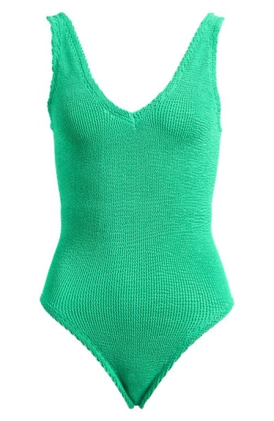 HUNZA G HUNZA G SADIE V-NECK ONE-PIECE SWIMSUIT