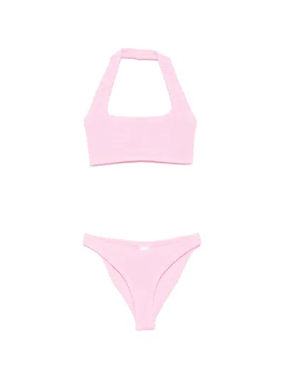 Hunza G Sandy Crinkle-effect Bikini In Pink