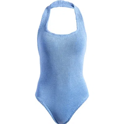 Hunza G Sandy Halter One-piece Swimsuit In Blue