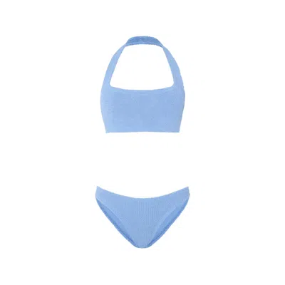 Hunza G Kids' Sandy Halterneck Bikini (set Of Two) In Blue