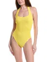 Hunza G Yellow One-piece Swimsuit With Squared Neckline In Tech Fabric Stretch Woman In Yellow