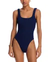 Hunza G Scoop Neck Crinkle One Piece Swimsuit In Blue