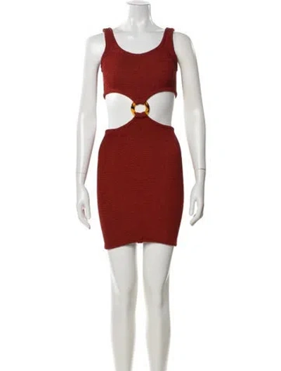Pre-owned Hunza G Scoop Neck Mini Dress In Orange