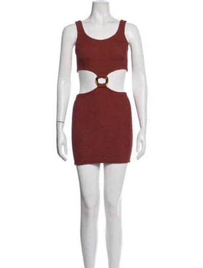 Pre-owned Hunza G Scoop Neck Mini Dress In Orange