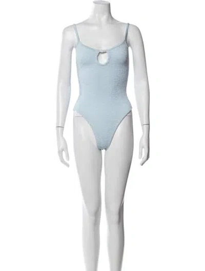 Pre-owned Hunza G Scoop Neck Sleeveless Crop Top W/ Tags In Blue