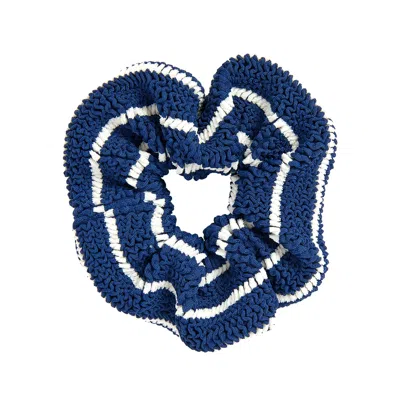 Hunza G Scrunchie Navy/white In Blue