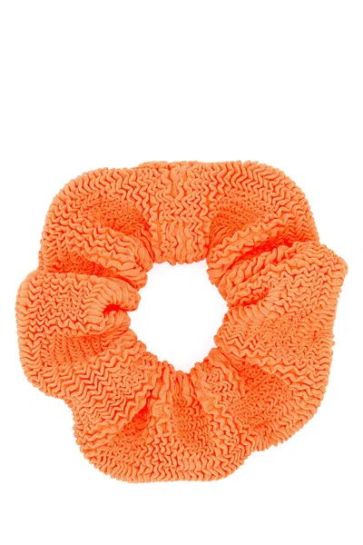 Hunza G Ruffled Texture Fabric Scrunchie In Orange