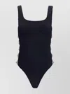 Hunza G Sculpting Support Swimsuit With Crossed Cut-out Panels In Black