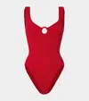 Hunza G 'celine' Red Swimsuit With Cut-out With Ring In Red