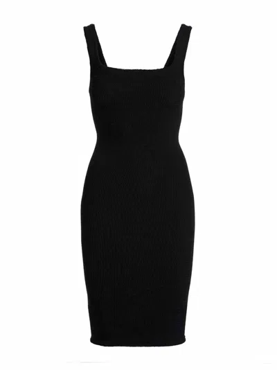 Hunza G Seamless Crinkle Tank Dress In Black