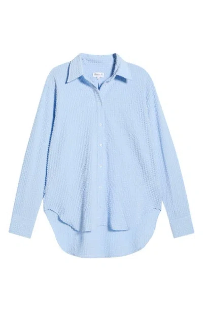 Hunza G Seersucker Button-up Top In Blue