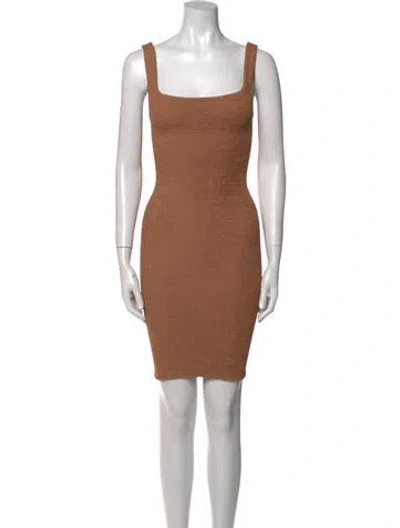 Pre-owned Hunza G Seersucker Mini Mini Dress In Brown