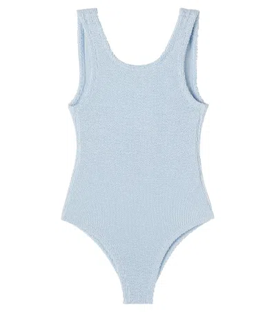 Hunza G Kids' Seersucker Swimsuit In Blue