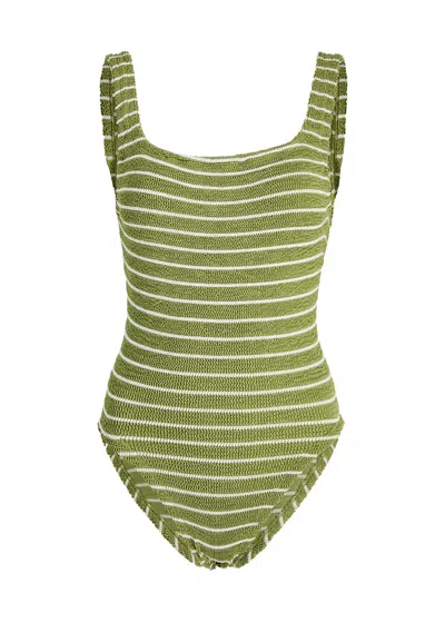 Hunza G Seersucker Swimsuit In Green