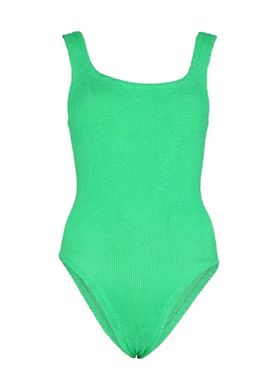 Hunza G Seersucker Swimsuit, Swimwear, Lime In Green