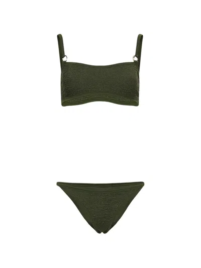 Hunza G Seersucker-effect Bikini In Green