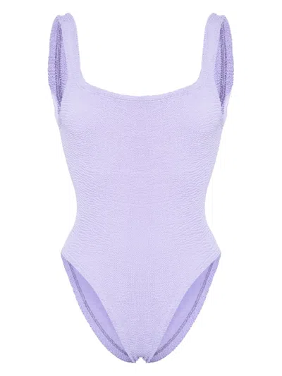 Hunza G Square Neck One-piece Swimsuit In Lilac In Purple