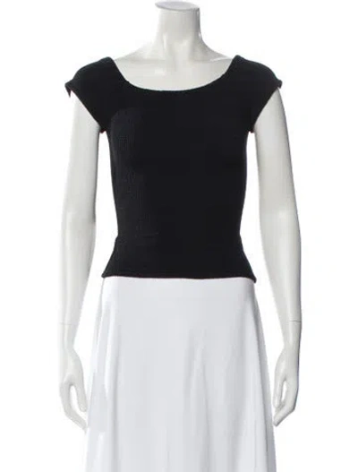 Pre-owned Hunza G Silk Bateau Neckline Top In Black