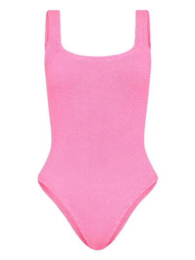 Hunza G Square Crinkle Swimsuit In Pink