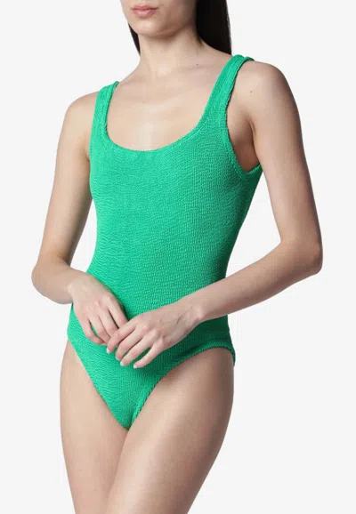 Hunza G Square Crinkled One-piece Swimsuit In Green